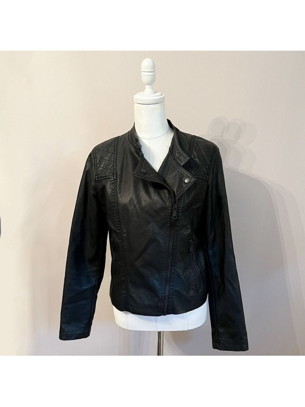 Ci Sono Vegan Leather Moto Jacket – Black – Asymmetrical Zip